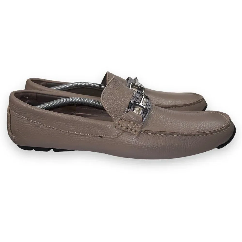 Donald Pliner Dacio Horse‎ Bit Driving Leather Loafers Beige Men's 13
